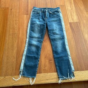 7 For All Mankind two tone tuxedo raw hem jeans size 26